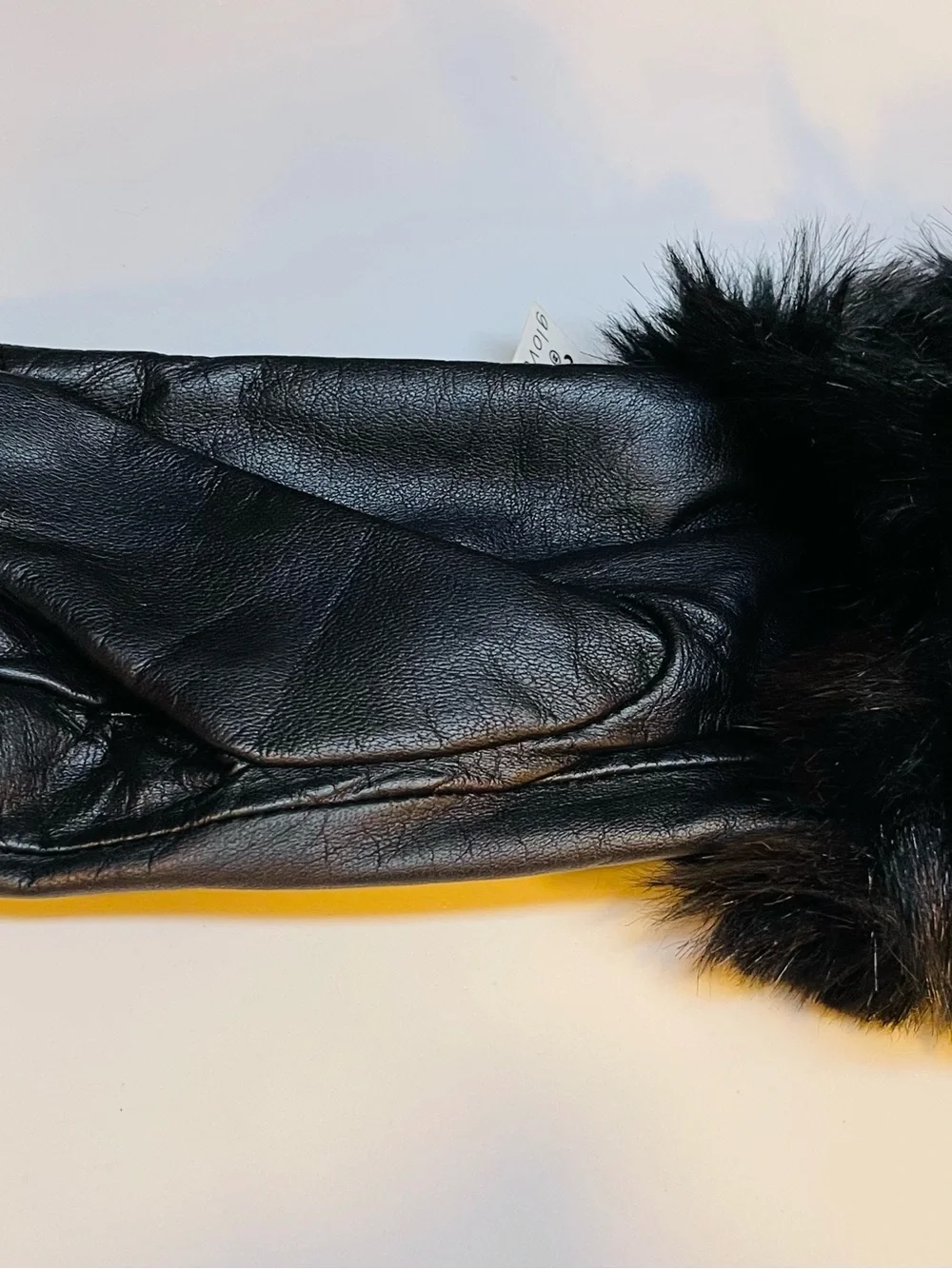 Beautiful soft leather black gloves with faux fur by Alexandra Bartlett
